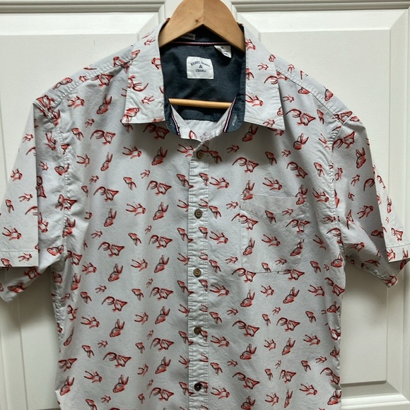 Rebel James & Charli 100% cotton button down short sleeve shirt, gold fish - Picture 4 of 7